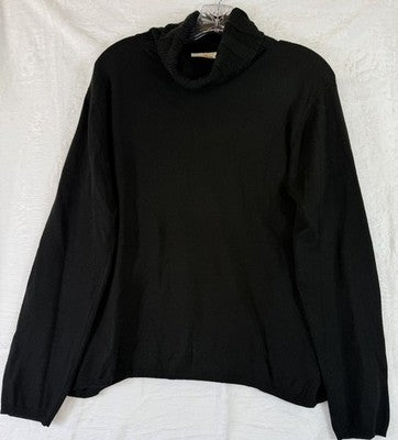 Vintage Talbots Sweater XL Turtleneck Silk Cashmere Wool Womens Black
