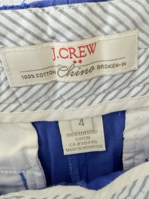J Crew Broken In Chino Shorts Womens 4 Blue 100% Cotton 3”