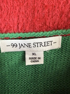 Ugly Christmas Sweater Womens XL Elf Bells Red Green Holiday 99 Jane Street New