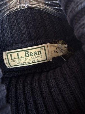 Vintage LL Bean Sweater Womens XL Made In USA Turtleneck Blue 100% Cotton 90s
