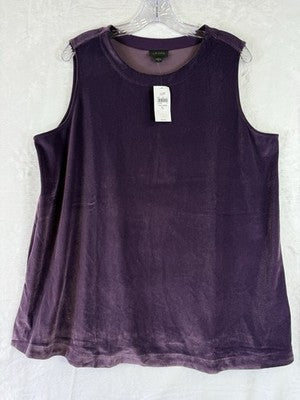 J Jill XL Top Sleeveless Purple Velour Velvet Womens New NWT