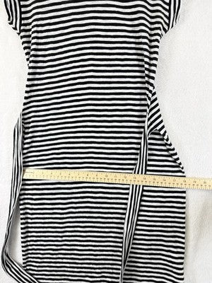 J Crew Dress XXS Black White Striped Mini Dress Short Sleeve Cotton Knit Womens