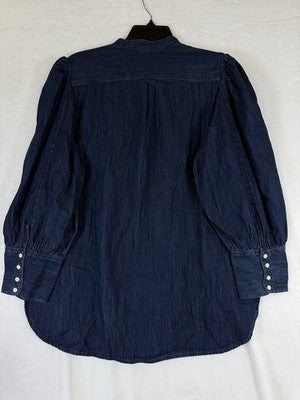 Gap x HFR Top Medium Puff Sleeve Denim Shirt N’gai Harlem’s Fashion Row Blue New