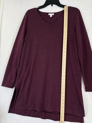 J Jill Pure Jill Luxe Tencel Top Medium Long Sleeve Burgundy Womens