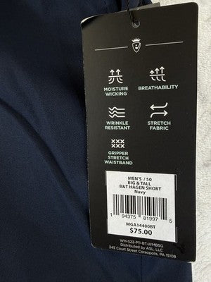 Walter Hagen Golf Shorts Mens 50 Navy Blue Flat Front 10” Men’s NWT Big Tall