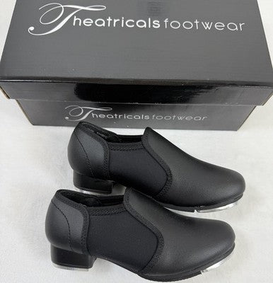 Theatricals Tap Shoes 11 Kids Boys Girls Black Slip On Dancing New