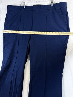 Lands End Straight Leg Pants 24W Navy Blue Pencil Pintuck Plus Size Womens