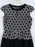 Tahari Dress 6 Sleeveless Black White Pencil Sheath Cocktail Office Womens