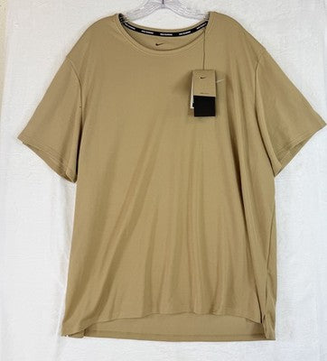 Nike Mens XXL Miler Shirt Beige Dri Fit New NWT *FlawRead