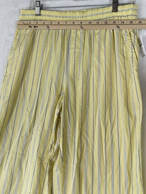 Gap Easy Wide Leg Pants Small Petite Womens Cotton Poplin Yellow Stripe New
