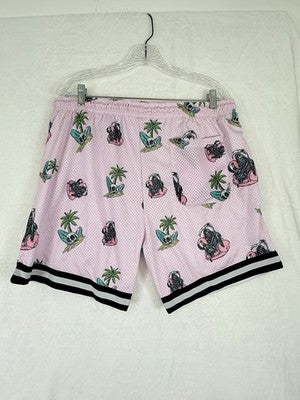 Men’s XL Tank Top Large Shorts Set Pink Skulls Grim Reaper Sleeveless Shirt