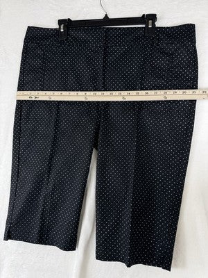 Ann Taylor Capri Pants 16 Signature Black Polka Dot Cotton Stretch Womens
