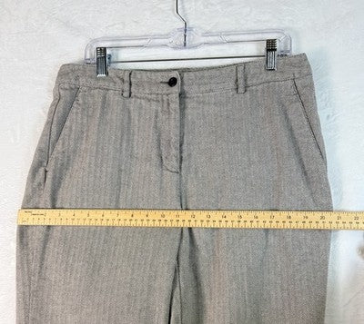 LL Bean Classic Fit Trousers 12 Petite Womens Pants 12P Lined Beige Herringbone