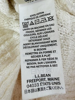 LL Bean Sweater Womens XS Cotton Slub Henley Ivory White Short Sleeve Womens