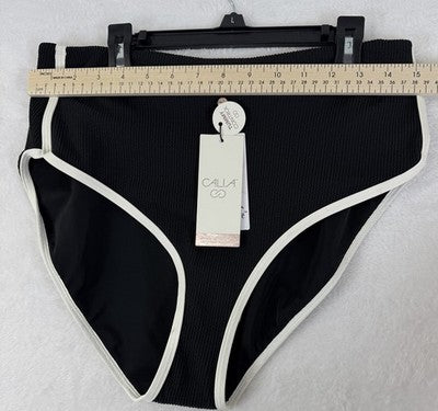 Calia Swim Bottom Large Black High Rise Tipped Womens Tankini Swimwear New NWT