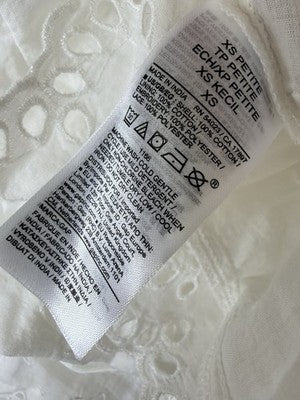 Gap Mini Dress XS Petite Women Flutter Sleeve Eyelet White Cotton Short New NWT