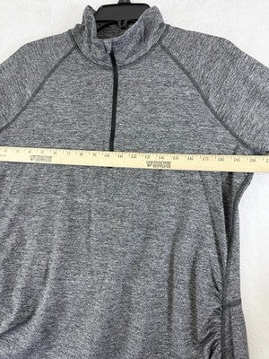 Gap Fit Maternity 1/2 Zip Top Large Gray Brushed Tech Jersey Long Sleeve