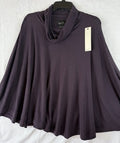 Kersh Cowl Neck Sweater Poncho Plum Purple OSFA Cotton Modal Womens New NWT