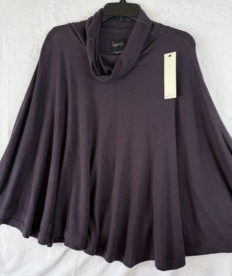 Kersh Cowl Neck Sweater Poncho Plum Purple OSFA Cotton Modal Womens New NWT