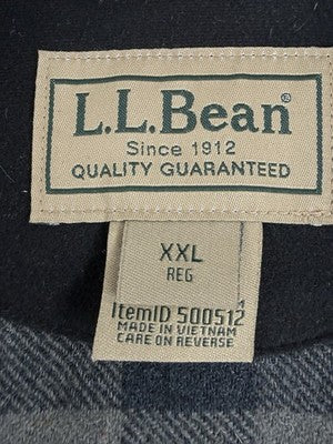 LL Bean Maine Guide Jacket XXL Wool Zip Front Jac-Shirt Gray Blue Plaid Mens