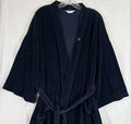 Christian Dior Robe Mens Velour Navy Blue Tie Belt Pockets OSFA