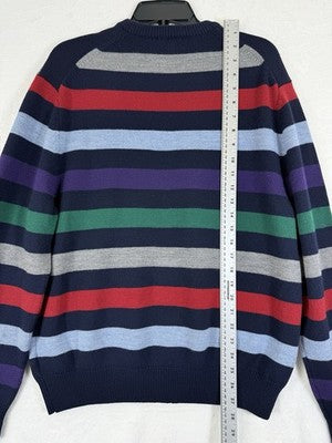 Brooks Brothers Sweater Large Men’s Merino Wool Crew Neck Navy Blue Striped