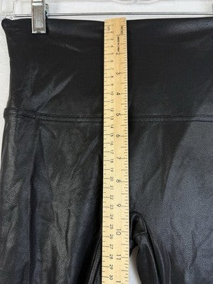 Spanx Leggings Large Black Faux Leather Womens Slimming Compression Shapewear