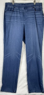 Lands End Starfish Jeans Large High Rise Knit Denim Blue Womens