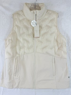 Calia Puffer Vest XL Ivory Womens Run Running Cold Dash Full Zip New NWT