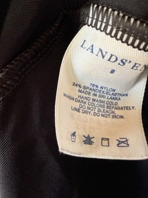Lands End Tankini Top 8 Black Swim Swimsuit Womens