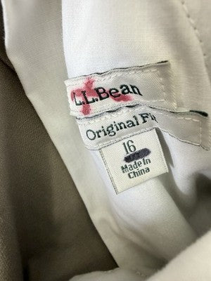 LL Bean Bayside Pants Womens 16 Ultra High Rise Comfort Waist Tan Brown Khakis