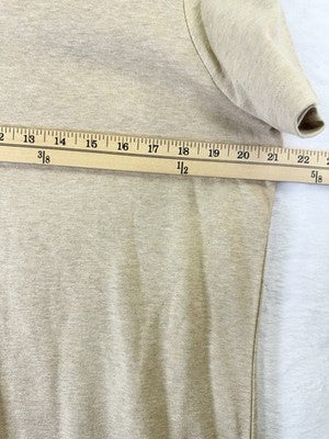 LL Bean T Shirt Large Womens Short Sleeve V Neck 100% Cotton Beige