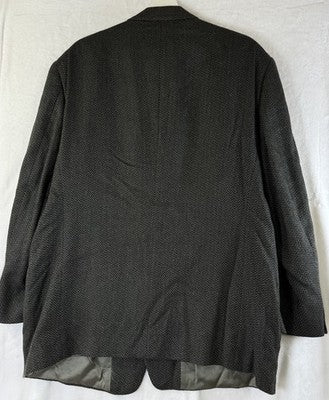 Tallia Mens Blazer 46R Wool Silk Suit Jacket Gray Herringbone