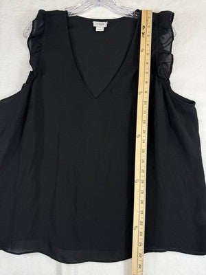 J Crew Top 18 Womens Black Sleeveless Ruffle Sleeve Lightweight