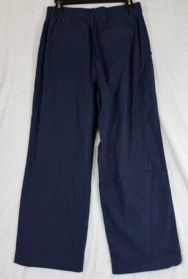 Gap Linen Blend Trousers 6 Petite Navy Blue High Rise Wide Leg 365 New NWT