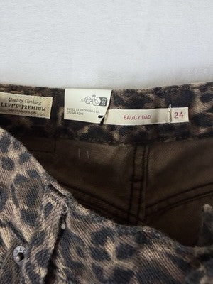 Levis Baggy Dad Jeans 24 Womens Leopard Print 24x30 Mid Rise Denim New NWT