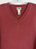LL Bean Sweater Mens XXL Red V Neck Pullover 100% Cotton Vintage