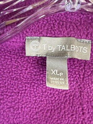 T By Talbots Fleece Jacket XL Petite Purple XLP Womens Full Zip Mock Neck