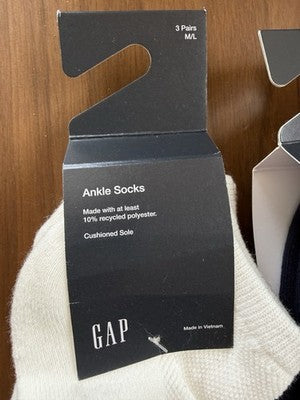 Gap Womens Socks Lot Medium Large No Show Ankle 6 Pairs Navy Blue White New