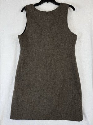 LL Bean Women 12 Dress 100% Wool Sleeveless Sheath Made In USA Vintage 90s Brown