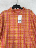 Puma Dani Dazey Top XL Cloudspun Mock Neck Pink Plaid Womens NWT