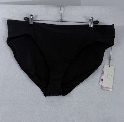 Calia Bikini Bottom XXL 1X 18 Black Wide Banded High Leg NWT