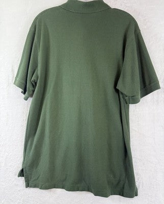 LL Bean Polo Shirt Medium Mens Green Short Sleeve 100% Cotton