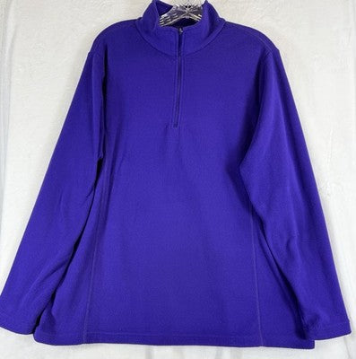 Lands End Fleece 1/4 Zip Pullover XL Purple Womens