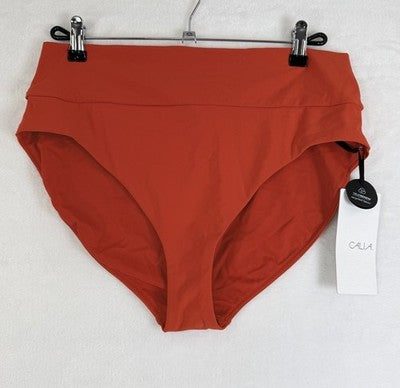 Calia Swim Bottom Large Red High Rise Wide Band Womens Tankini Swimwear New NWT