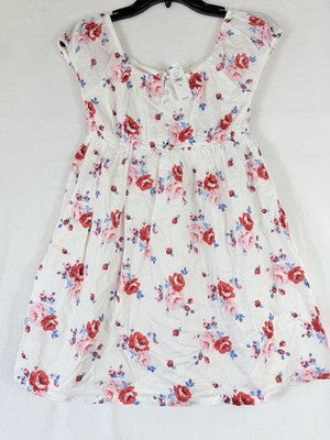 Gap Kids Babydoll Dress Large 10 White Pink Floral 100% Cotton Girls New NWT