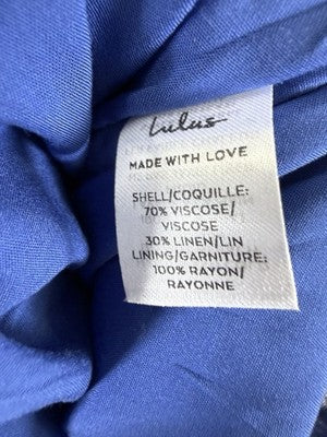 Lulus Mini Dress Large Linen Days Like This Royal Blue Sleeveless Ruffled New