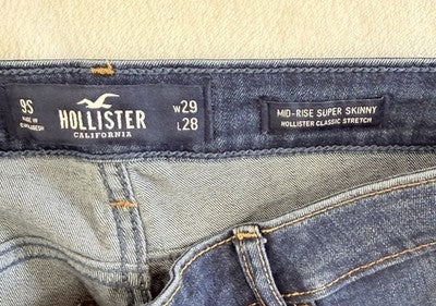 Hollister Mid Rise Super Skinny Jeans 29 Womens Blue 29x28