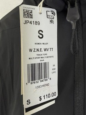 adidas Womens ZNE Woven Bomber Jacket Small Black Track Full Zip NWT New
