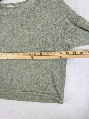 Garage Loose Crop Sweater Medium Green Long Sleeve Tops Roll Hem Boxy